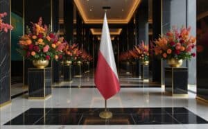 drapeau Pologne avec socle