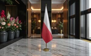 drapeau Pologne avec socle