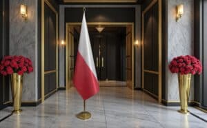 drapeau Pologne avec socle