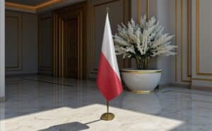 drapeau Pologne avec socle