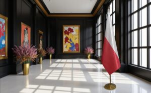 drapeau Pologne avec socle