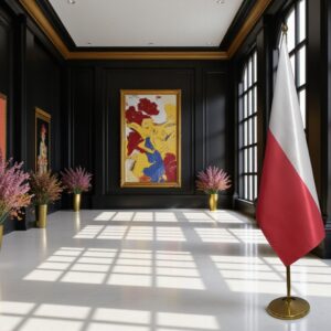 drapeau Pologne avec socle