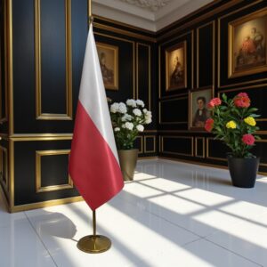 drapeau Pologne avec socle