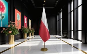 drapeau Pologne sur hampe