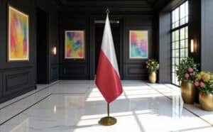 drapeau Pologne sur hampe