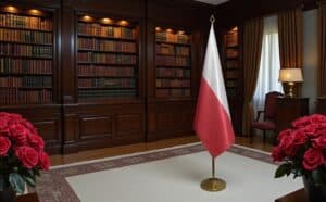 drapeau Pologne avec socle