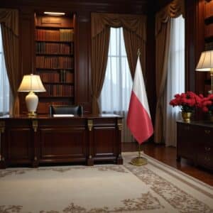 drapeau Pologne avec socle