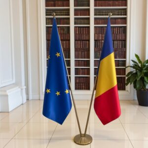 drapeau Roumanie avec socle