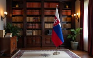 drapeau Slovaquie avec socle