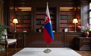 drapeau Slovaquie avec pied