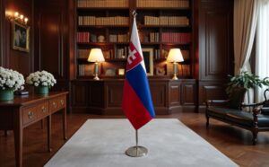 drapeau Slovaquie avec pied