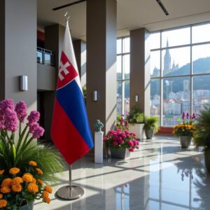 drapeau Slovaquie avec pied