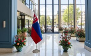 drapeau Slovaquie avec pied