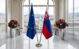 drapeau Slovaquie avec pied