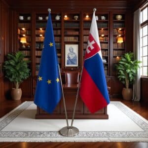 drapeau Slovaquie sur pied