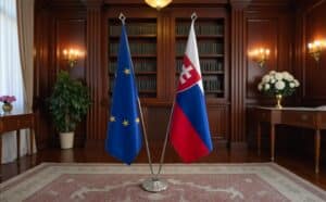 drapeau Slovaquie sur pied