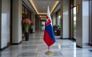 drapeau Slovaquie avec socle