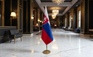 drapeau Slovaquie avec socle