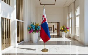 drapeau Slovaquie avec socle