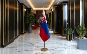 drapeau Slovaquie avec socle