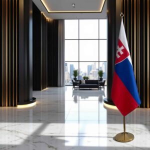 drapeau Slovaquie avec socle