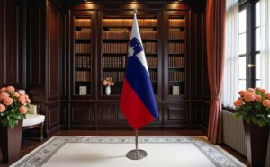 drapeau Slovenie avec pied