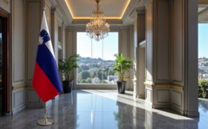 drapeau Slovenie avec pied