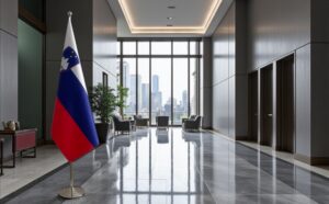 drapeau Slovenie avec pied