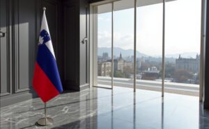 drapeau Slovenie avec pied