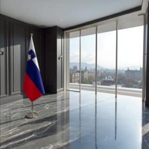 drapeau Slovenie avec pied