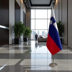 drapeau Slovenie avec pied