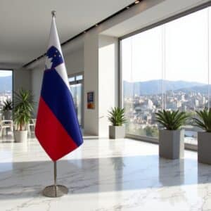 drapeau Slovenie avec pied