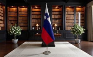 drapeau Slovenie avec pied