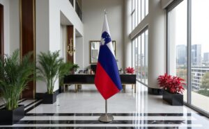 drapeau Slovenie avec pied