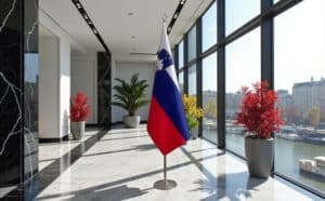 drapeau Slovenie avec pied