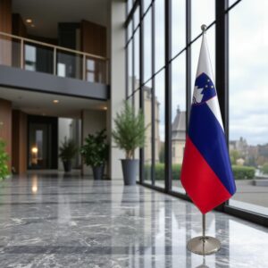 drapeau Slovenie avec socle