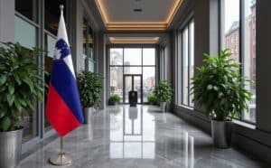 drapeau Slovenie avec socle