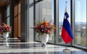 drapeau Slovenie avec socle