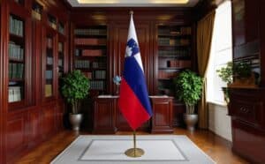 drapeau Slovenie avec hampe