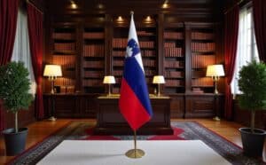 drapeau Slovenie avec hampe