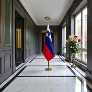 drapeau Slovenie avec hampe