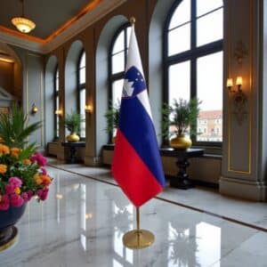 drapeau Slovenie avec hampe