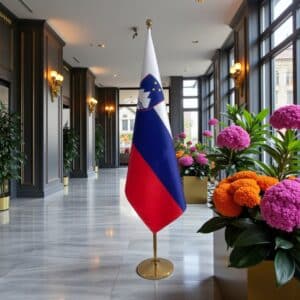 drapeau Slovenie avec hampe