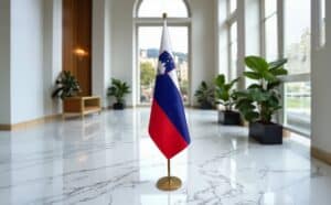 drapeau Slovenie avec hampe