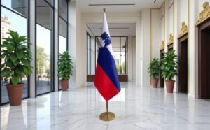 drapeau Slovenie avec hampe