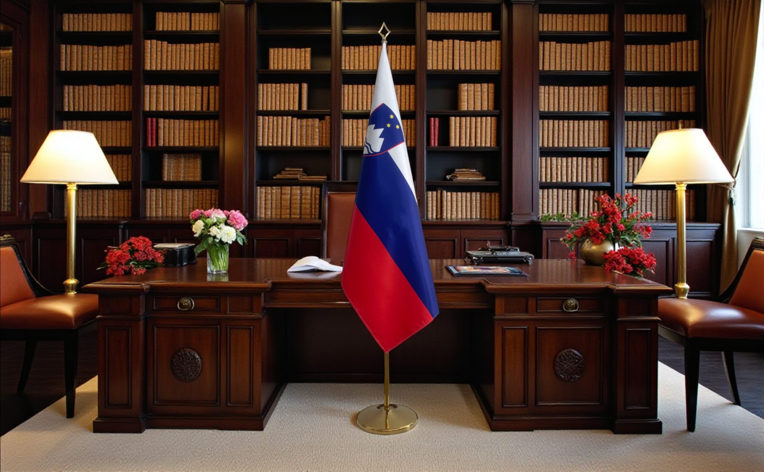 drapeau Slovenie avec hampe