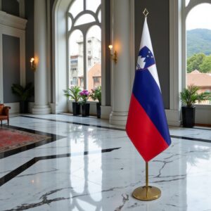 drapeau Slovenie avec hampe