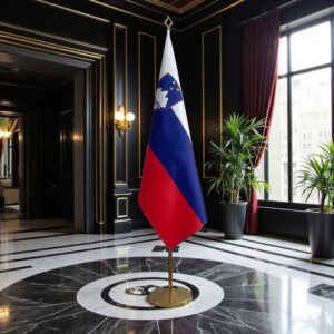 drapeau Slovenie avec hampe