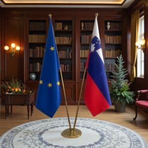 drapeau Slovenie avec hampe