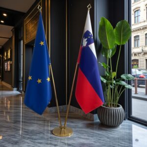 drapeau Slovenie avec hampe